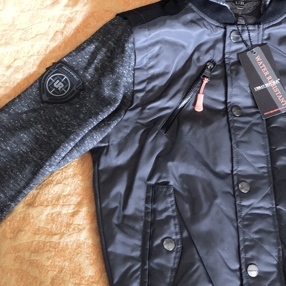Urban Republic Bomber - Charcoal Space Dye Hooded jacket BOYS 14-16 NWT - Picture 3 of 10